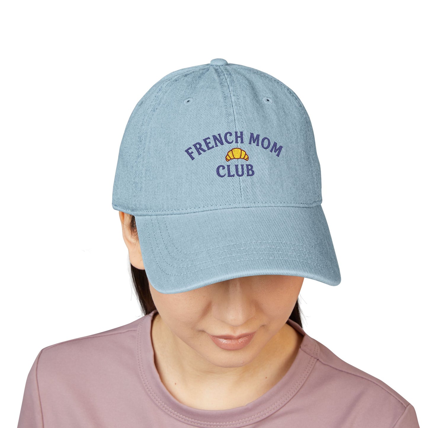 Casquette brodée French Mom Club™ — Denim bleu