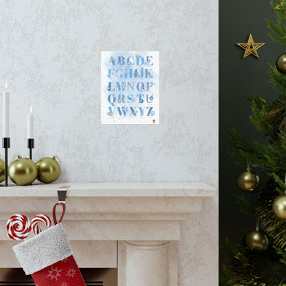 Affiche alphabet en français — Aquarelle bleue | Décoration chambre enfant