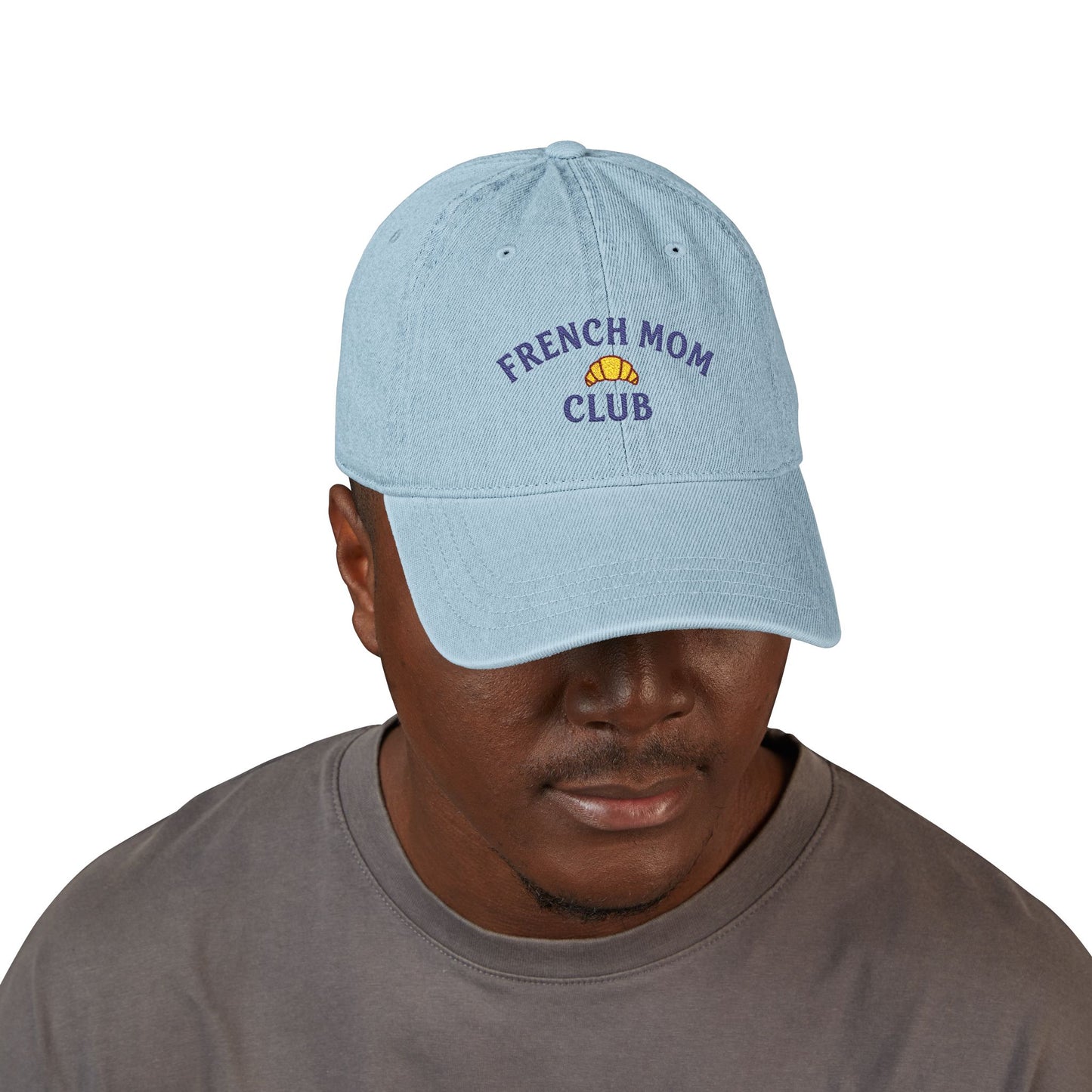 Casquette brodée French Mom Club™ — Denim bleu