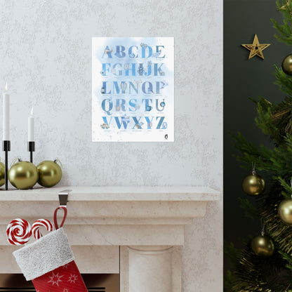 Affiche alphabet en français — Aquarelle bleue | Décoration chambre enfant