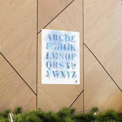 Affiche alphabet en français — Aquarelle bleue | Décoration chambre enfant