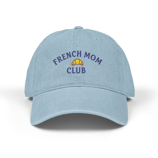 Casquette brodée French Mom Club™ — Denim bleu