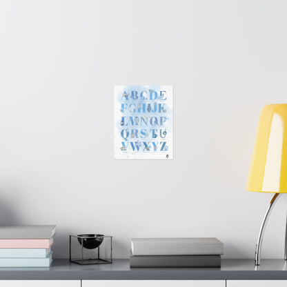 Affiche alphabet en français — Aquarelle bleue | Décoration chambre enfant